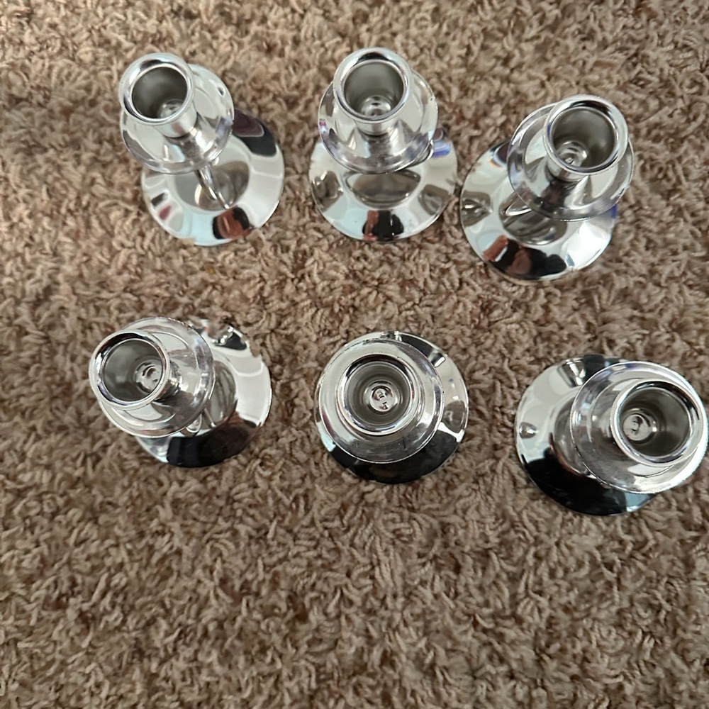 6 Elegant Silver Candle Holder (6) NWT